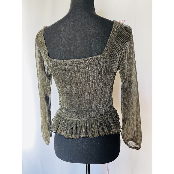 EYESHADOW Girls XL (16) Party Sparkling Black/Gold Longsleeve Blouse NWT $50 - Picture 6 of 9